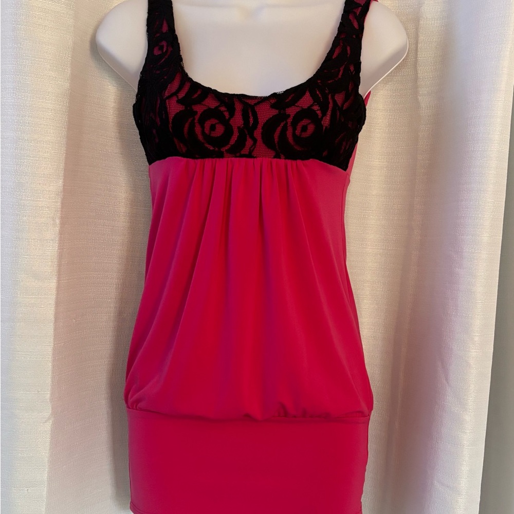Topia Pink and Black Lace Mini Dress